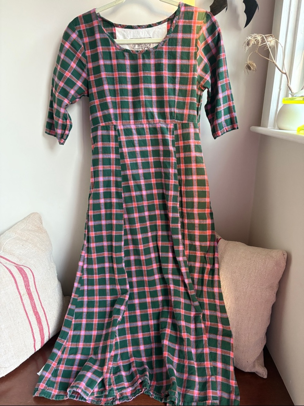Ace & Jig Green and Pink Plaid Maxi Dress